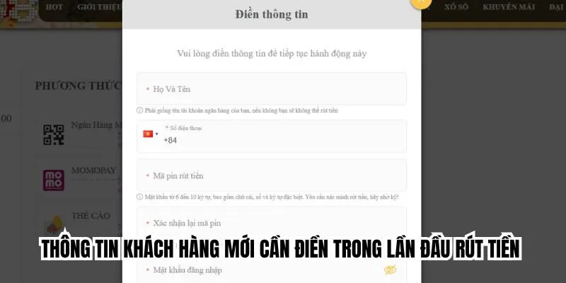 Rút Tiền PG88 3 Khách hàng kiểm tra kỹ thông tin trước khi tạo lệnh rút tiền